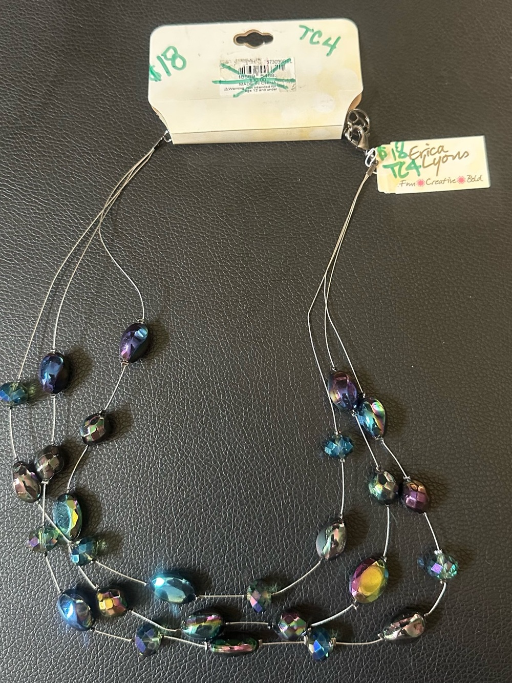 Erica Lyons Iridescent Multi-Row Beaded Necklace - Multi